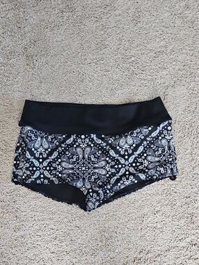 Victoria's Secret Black and White Paisley Swim Shorts